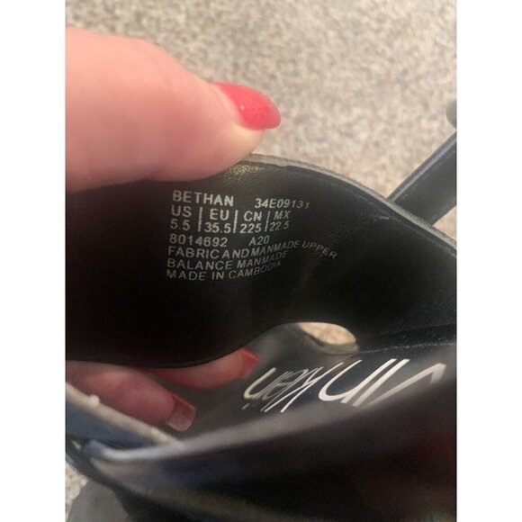 Calvin KLEIN Bethan Logo Wedge Sandals Black Patent Size 5.5 - Picture 10 of 10